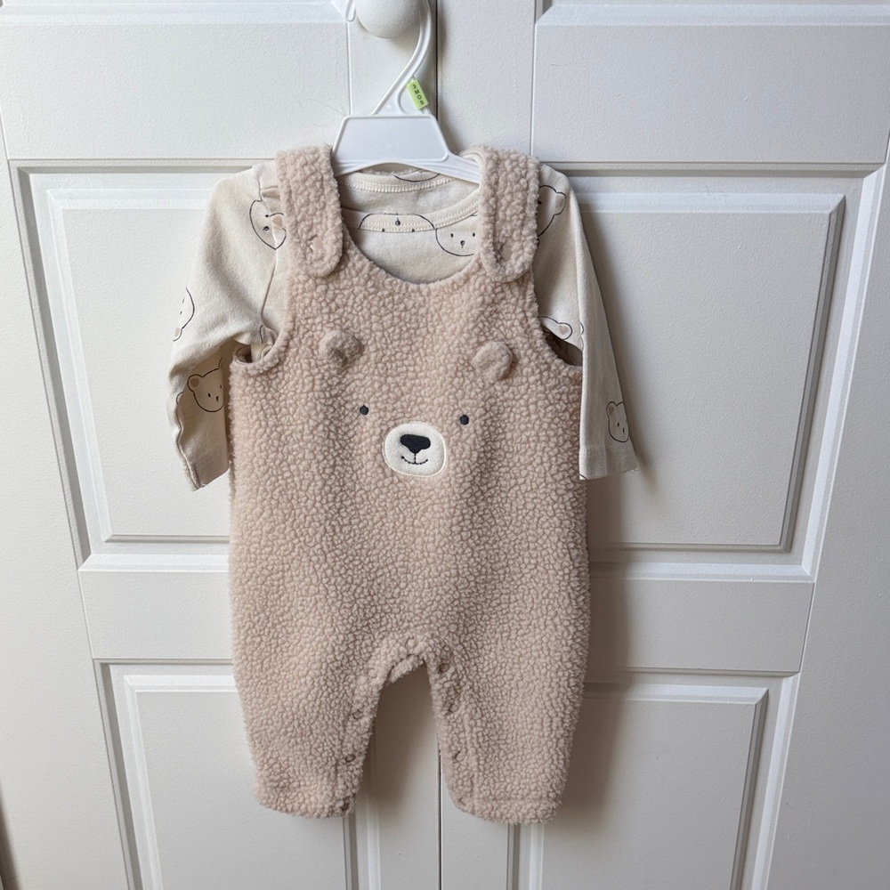 Carters Bear Fleece Baby Romper and onesie set